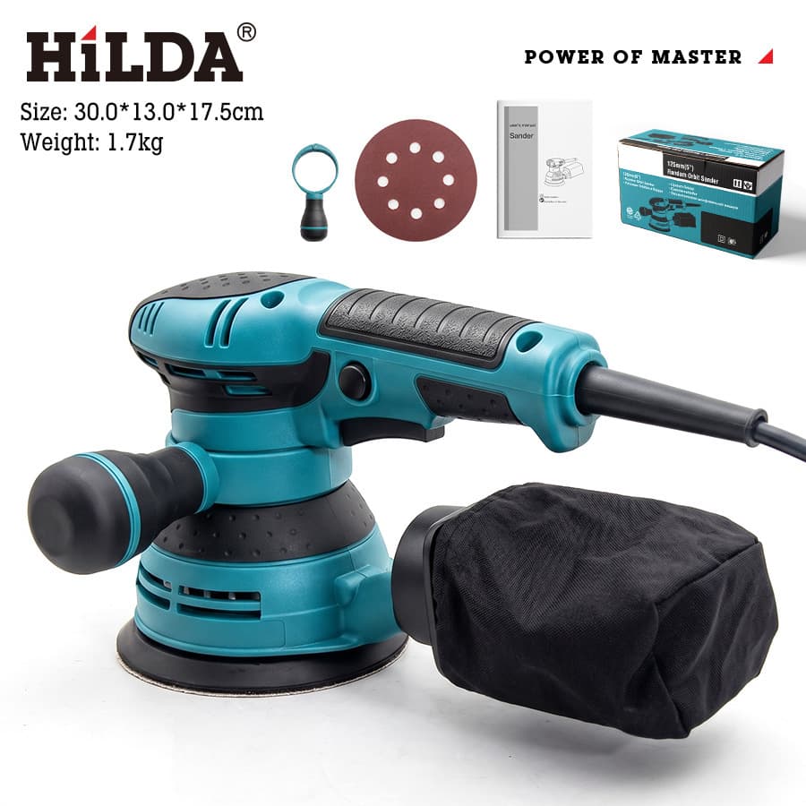 Practical 6-Speed Adjustable Orbital Sander with Dust Collection, Woodworking Rust Removal, Low Vibration Handheld Electric Polisher