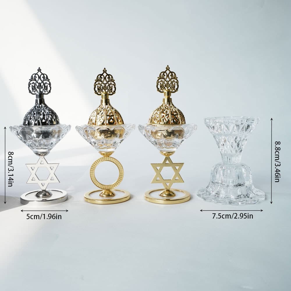 Factory Direct Crystal Incense Burner and Candle Holder Dual-Purpose Decoration, Includes Flame Tip Incense Burner Set, Hot-Selling Product in the Middle East