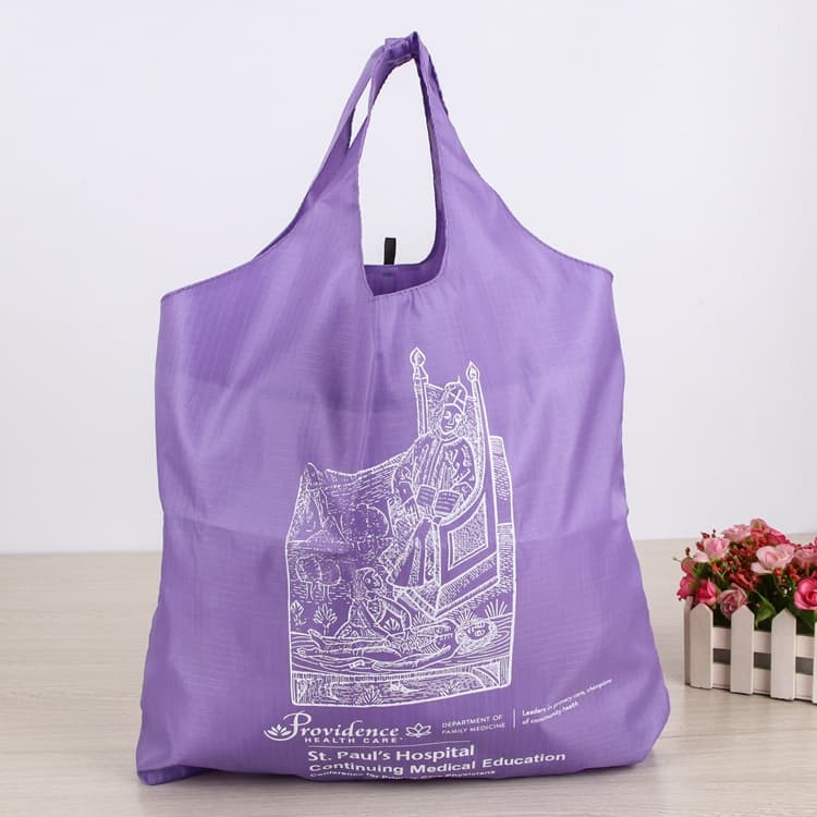 Outdoor Waterproof Polyester Foldable Vest Bag, Supermarket Shopping Shoulder Hand Vest Bag, Customizable Printed Color Logo