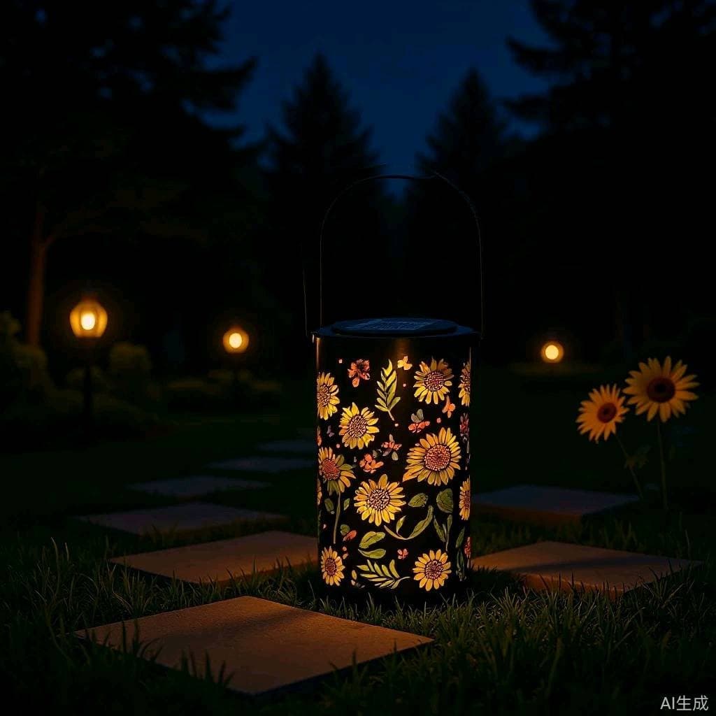 Solar Light Garden Decoration Sunflower Outdoor Hanging Lamp Ornament Auto-On Etched Lampshade