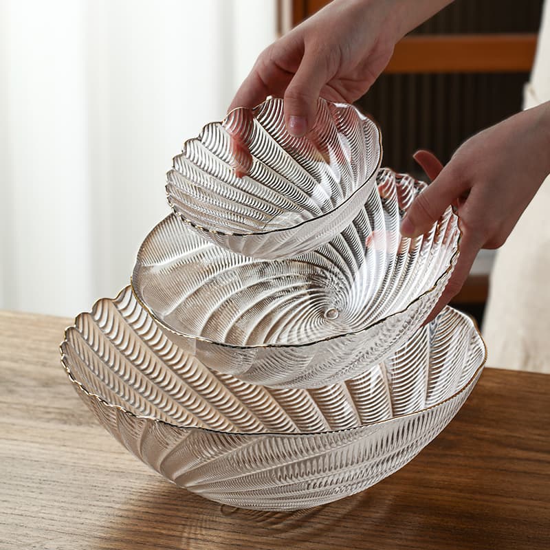 Shuochuang Phoenix Tail Fruit Plate Glass Home Living Room Coffee Table Light Luxury High-end Exquisite New Wedding Fruit Plate Snack Plate