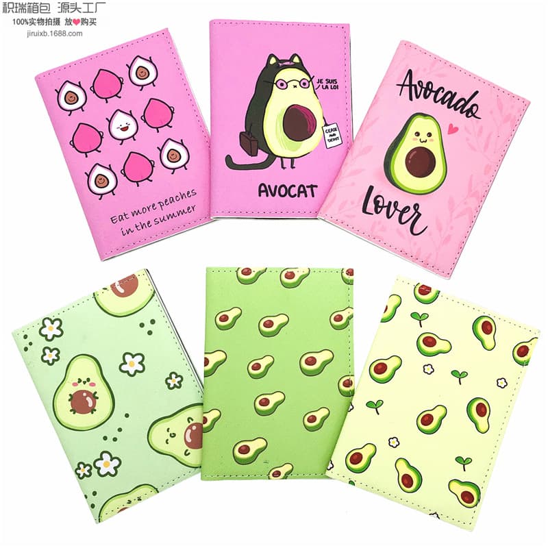 Korean-style Avocado Print Passport Holder Travel Passport Case PU Document Cover Wholesale Factory Yiwu