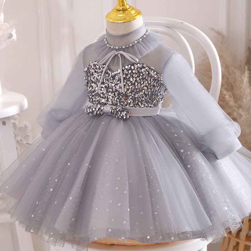 Piano children's one-year-old dress catwalk host fashionable baby's first birthday Korean version of the princess dress girls winter