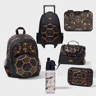 Australia Smiggle Black Gold Football Cool Kids Backpack Large Capacity for Primary School Students