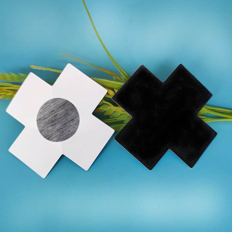 Disposable Nipple Covers, Disposable Breast Stickers, Anti-Show Through, Black Nipple Covers for Swimming, X-Shape Cross Nipple Covers