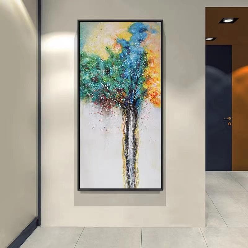 Happiness Tree Entryway Decorative Painting, Corridor Passage Wall Art, Background Painting for Sofa Wall, Tree 100x200