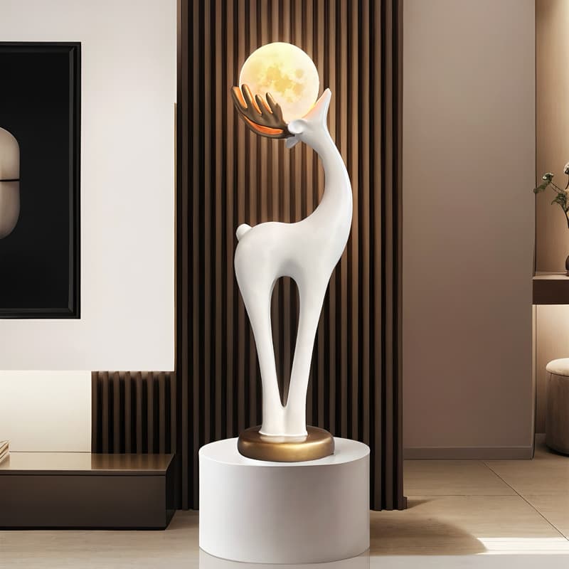 Art Deer Floor Decoration for Living Room, Sofa Side, TV Cabinet Decor, Light Luxury Atmosphere Lamp, Housewarming Gift for New Home