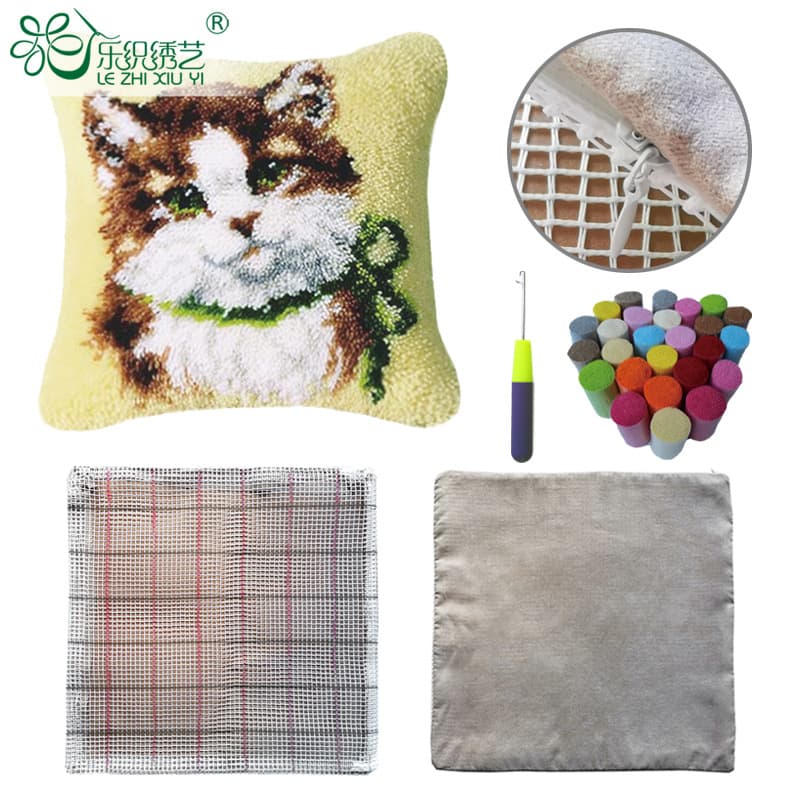 Carpet Embroidery Yarn Embroidery 3D Cross Stitch Throw Pillow Car Pillow Sofa Pillow Hand-Hook Cartoon Throw Pillow DIY Material Wholesale