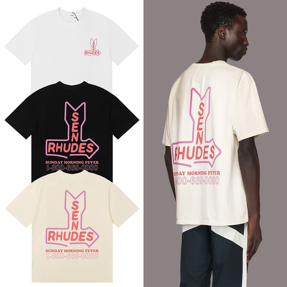 New Streetwear Rhude Mont-Blanc Hotel Commemorative Short-Sleeve T-Shirt for Men and Women Summer