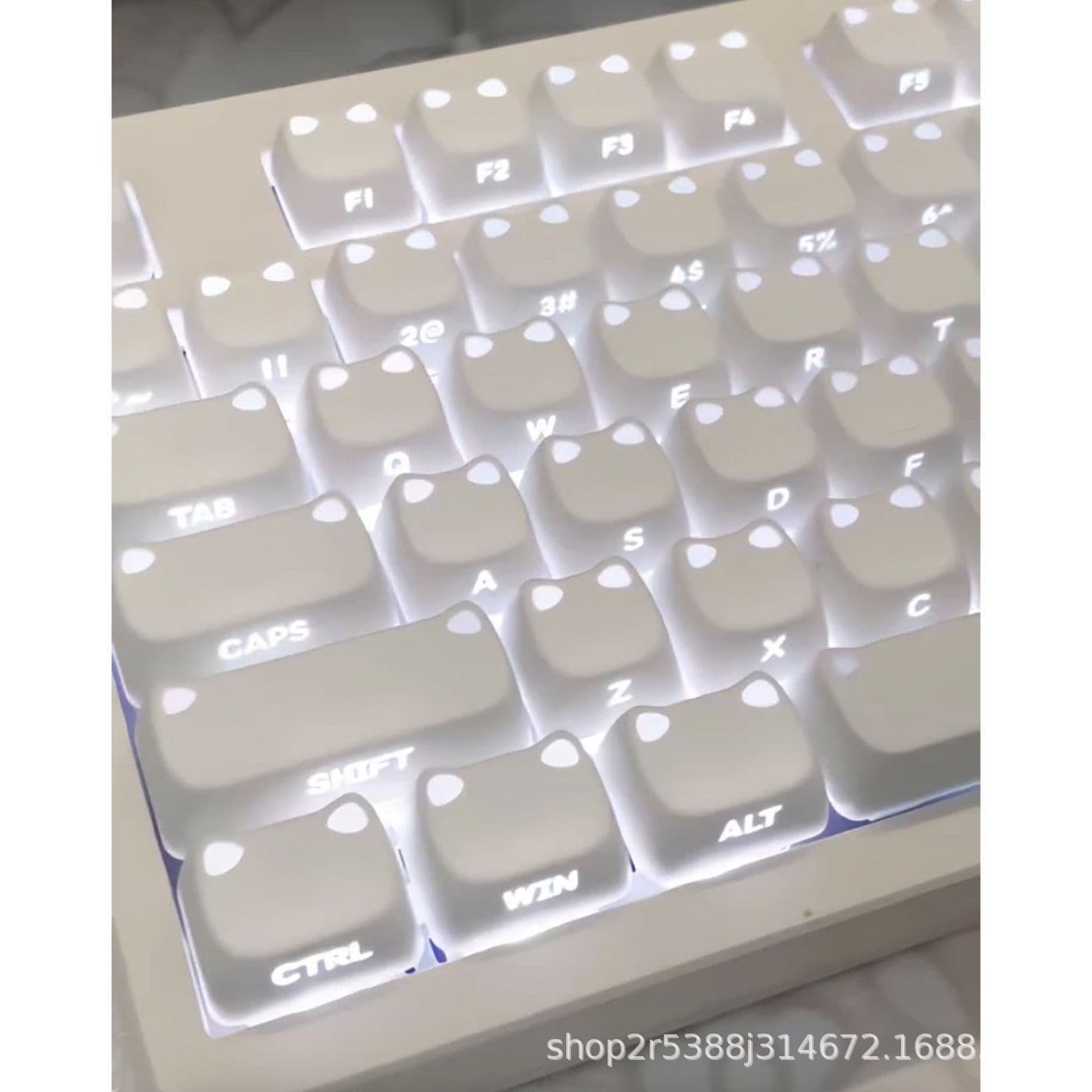 MAO Height Little Light Cat Ear Translucent Side-Printed Glowing Meow Magnetic Axis Mechanical Keyboard Keycaps KEYCAPS