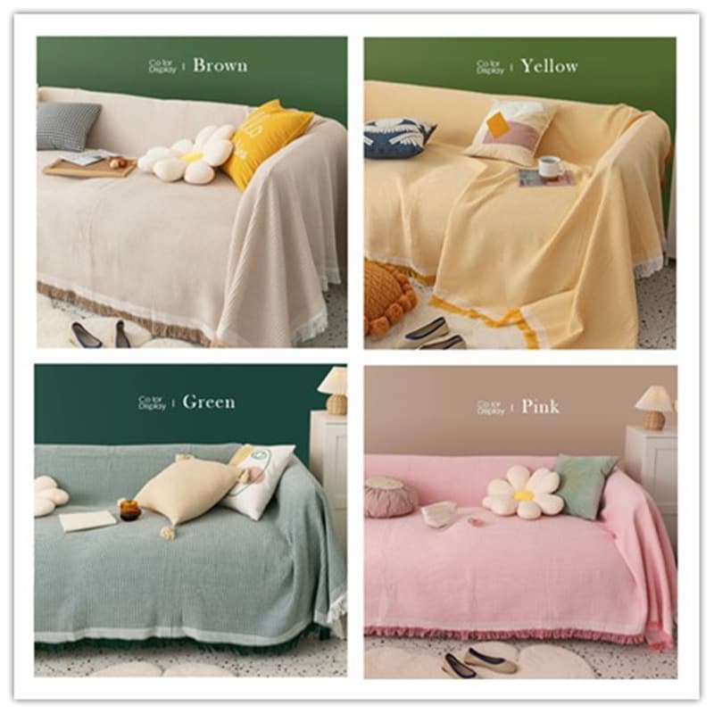 [Cross-border wholesale] Nordic solid color all-season cotton yarn blanket minimalist cushion ins-style sofa cover fashionable nap blanket