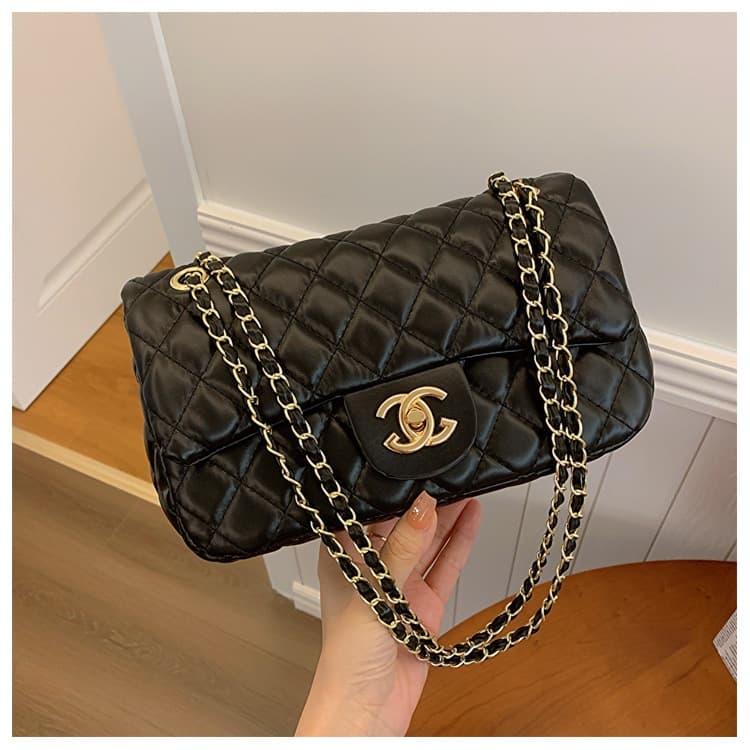New Cross-Border Women's Bag 2023 Simple Fashionable Diamond Quilted Chanel-Style Shoulder Crossbody Small Square Bag Light Luxury