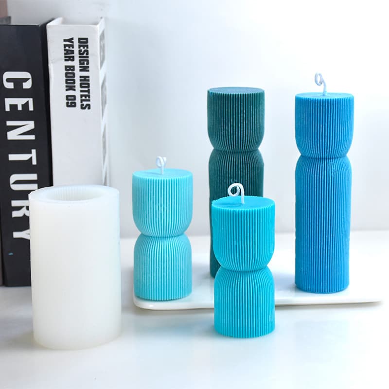 New Geometric Stripe Cylinder Candle Silicone Mold, Durable and Non-Deforming, Simple Scented Candle Mold