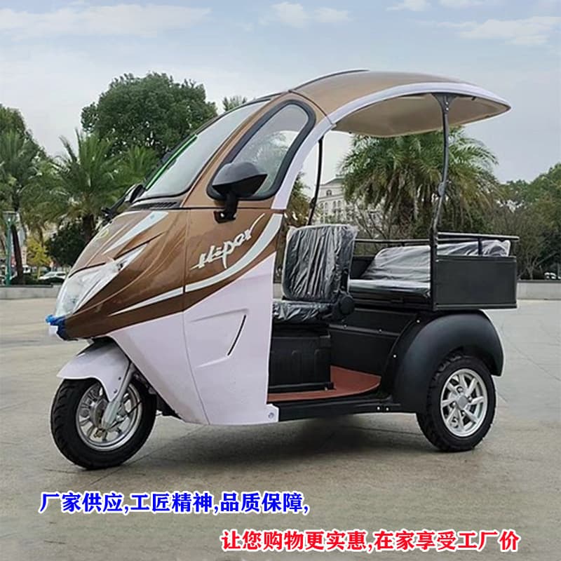 Roofed Electric Tricycle for Home Leisure and Commuting, Small Customer Reception Sightseeing Vehicle, Battery-Powered