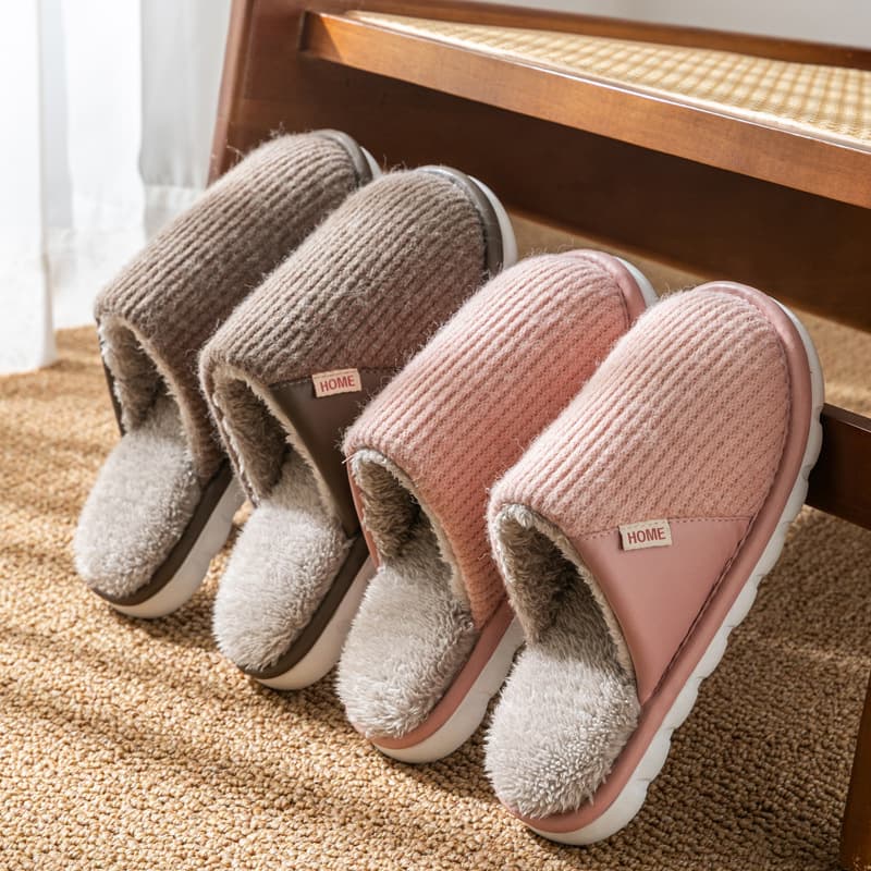 Cixi Winter Slippers Thick Plush Indoor Cotton Slippers Women's Home Shoes Men's Outdoor Couples Cotton Slippers Wholesale