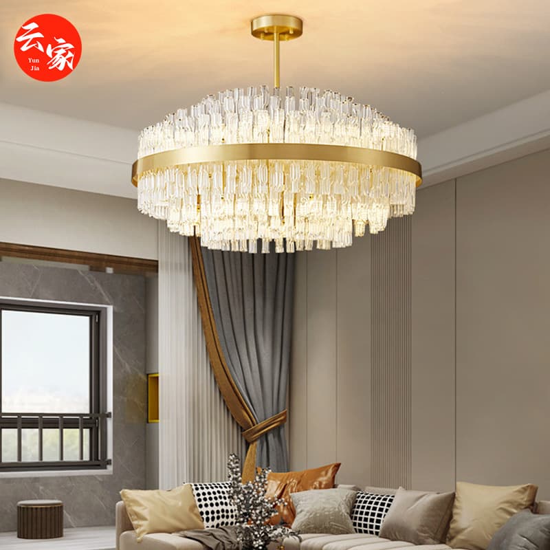 Light Luxury All-Copper Post-Modern Crystal Glass Chandelier Hong Kong-Style Living Room Lamp Bedroom Simple Home Restaurant Zhongshan Lamps