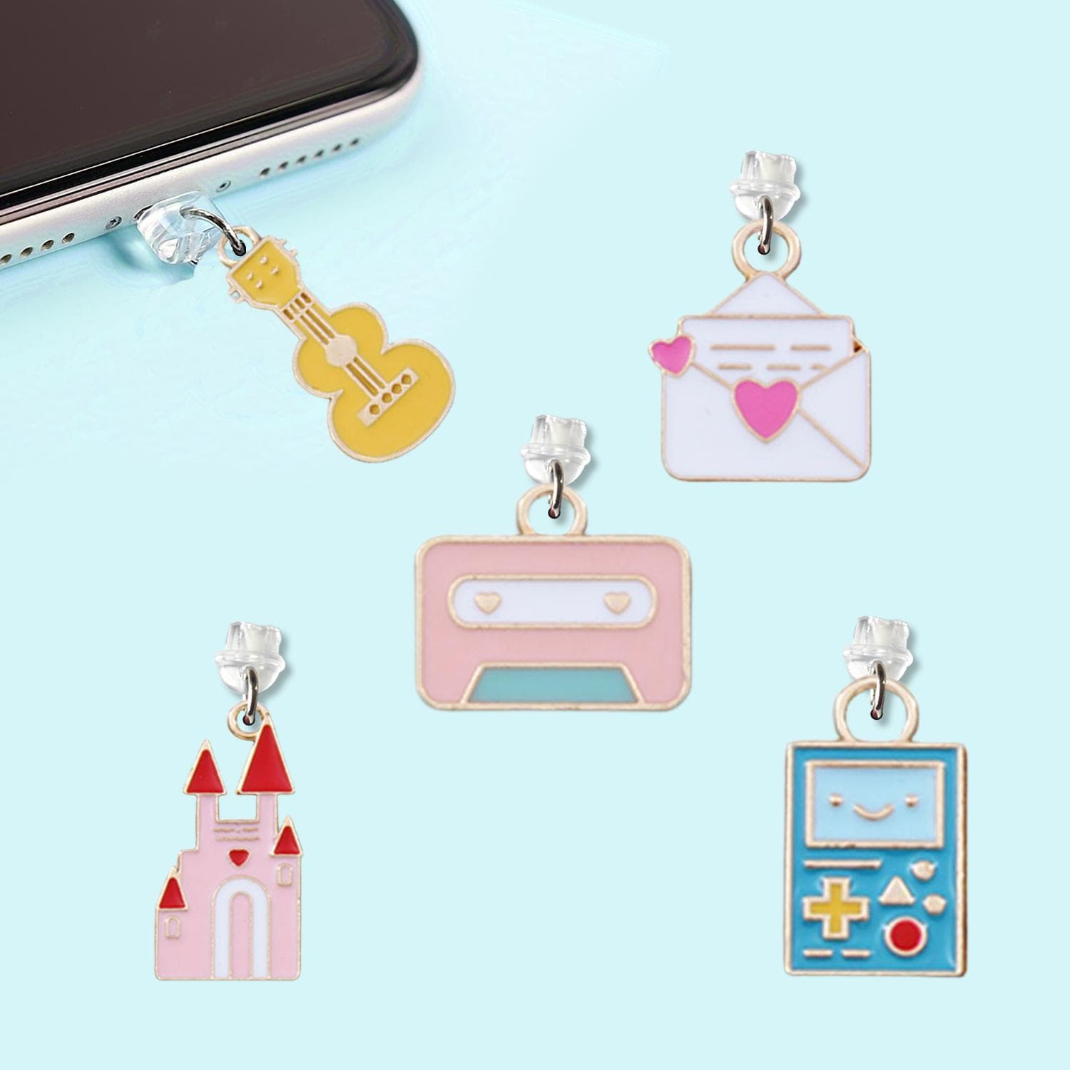 Amazon Bus Cartoon Object Oil Drop Alloy Phone Dust Plug Dunhuang Phone Hole Dust Plug Pendant PV
