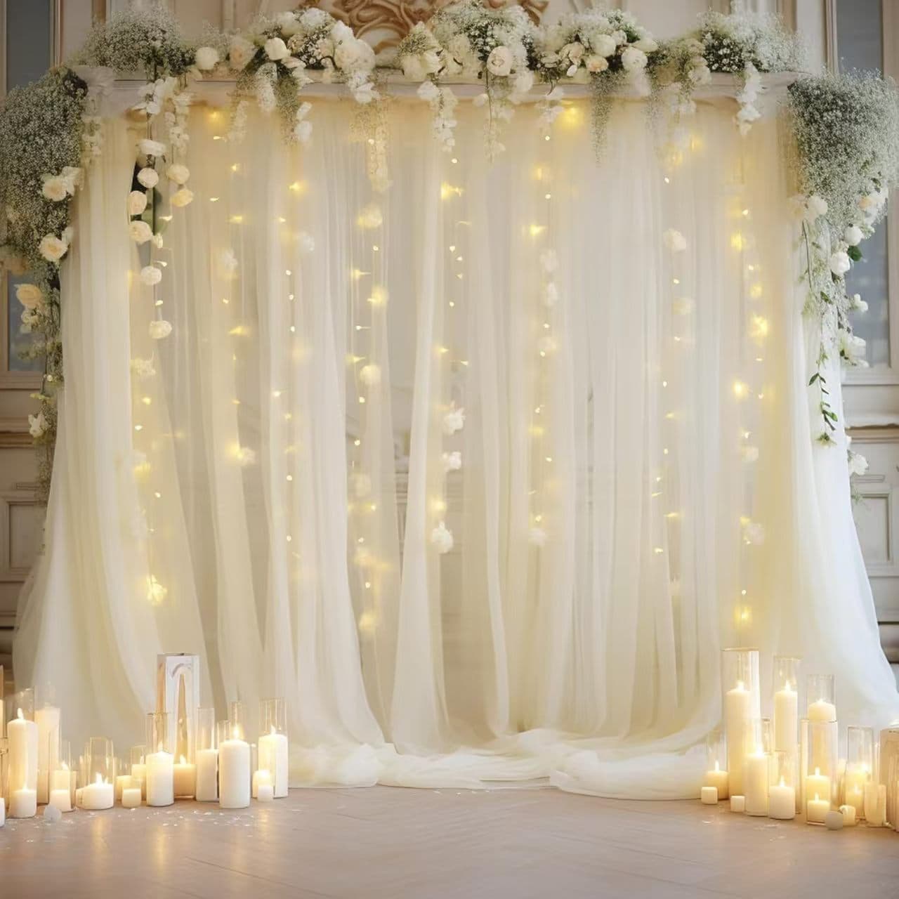 Tulle Fabric for Wedding Outdoor Wedding Party Scene Decoration Background Tulle Arch Chair Curtain