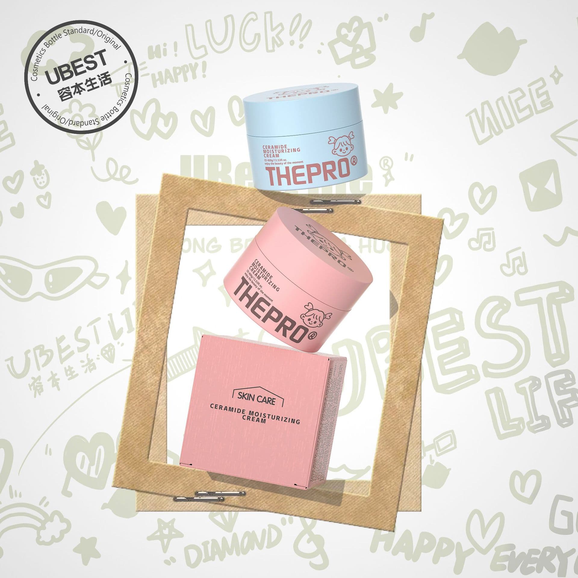 Rongben 400g Thick Wall Cream Jar 300g Round Bottle Round Base Jar 200g Scrub Jar 150ml Face Cream Jar