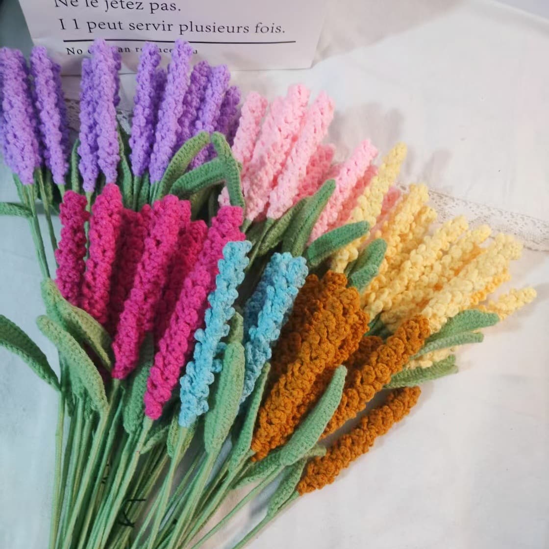 Yarn Knitted Simulation Flower Lavender Everlasting Flower Home Decoration Yarn Flower Holiday Bouquet Knitted Gift