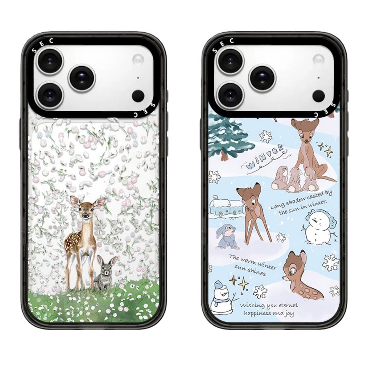 Co-branded Flower World Deer Rabbit Cute Compatible with Apple iPhone 16 Pro/17 Pro Max/15 Plus