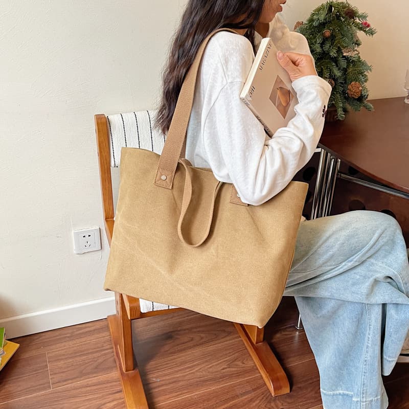 Large Capacity Canvas Tote Bag for Women 2026 New Style, Japanese and Korean Casual Versatile Handbag for Commute, Simple Shoulder Bag