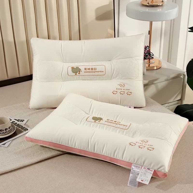 Camel Wool Protein Pillow Core for Home Use, Single Adult Cervical Support and Sleep Aid, Pair Pack for Student Dorms, Non-Collapsing