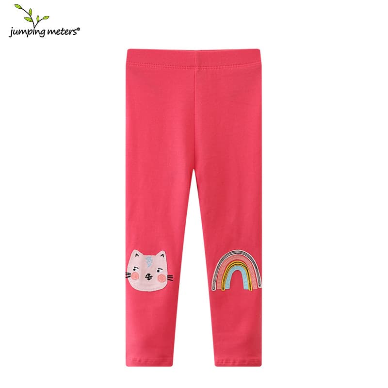 Girls Knitted Trousers Elastic Waist Long Pants Autumn Wear Outerwear Base Layer Cotton Middle School Students Children
