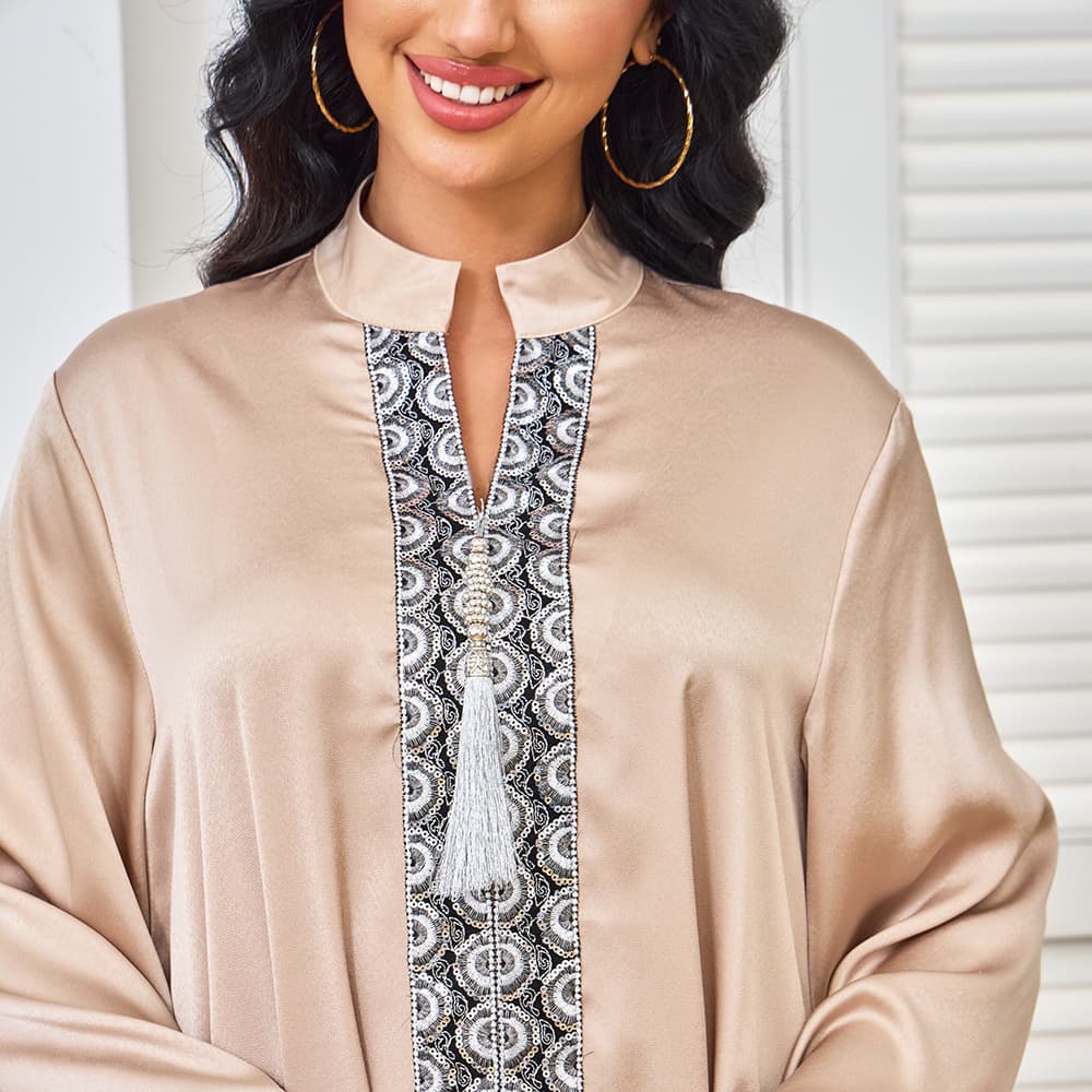MT312 New Autumn/Winter Cross-Border Women's Dress Stock Long Dress with Tassel Pendant Party Wear