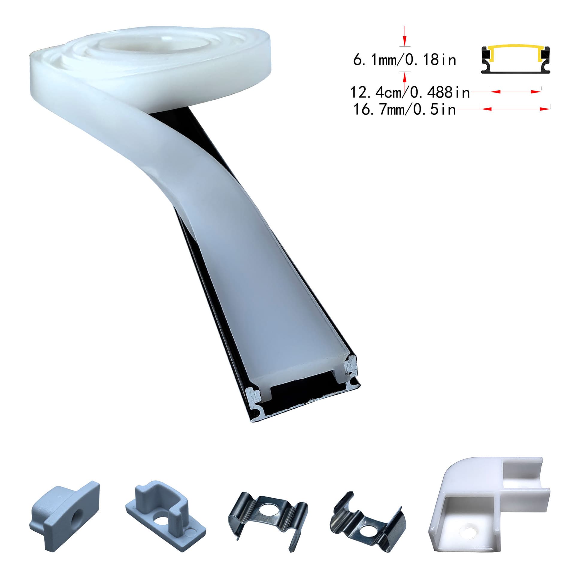 LED Linear Light Housing Kit, Cabinet Light Aluminum Channel Kit, LED Hard Strip Housing, Office Light Housing