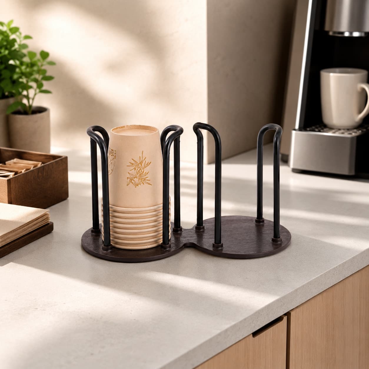 Disposable cup taker desktop water dispenser water cup holder coffee tea cup milk placement rack paper cup holder storage rack