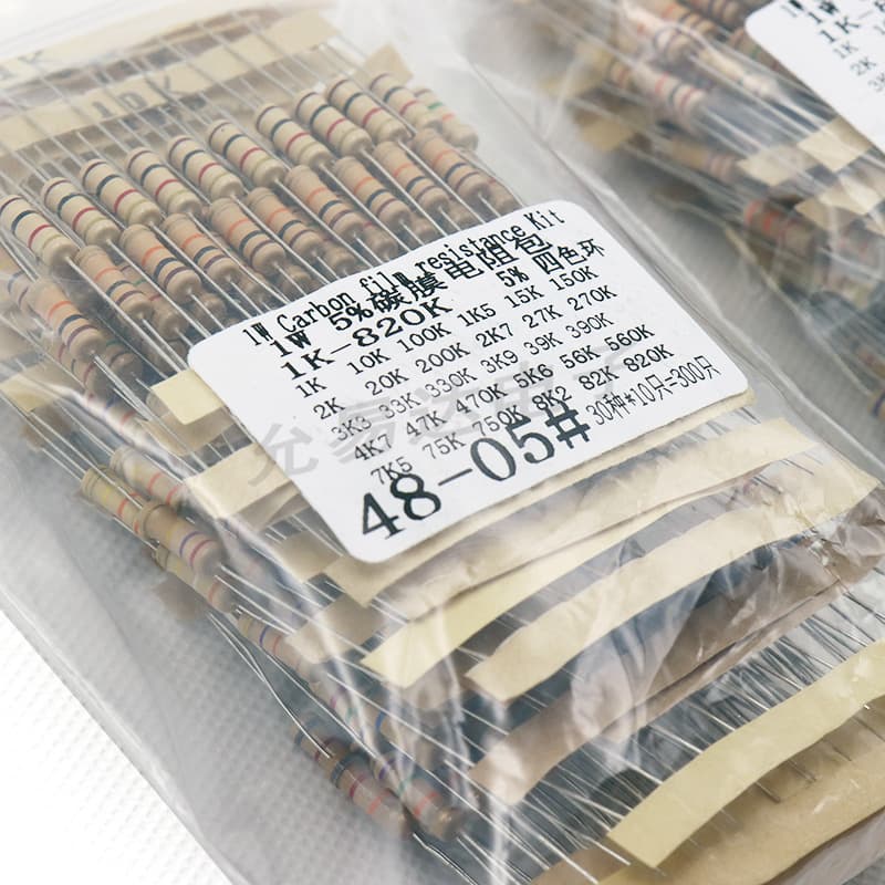 1W Carbon Film Resistor Assortment Sample Pack 1K to 820K 30 Common Values 10 Each