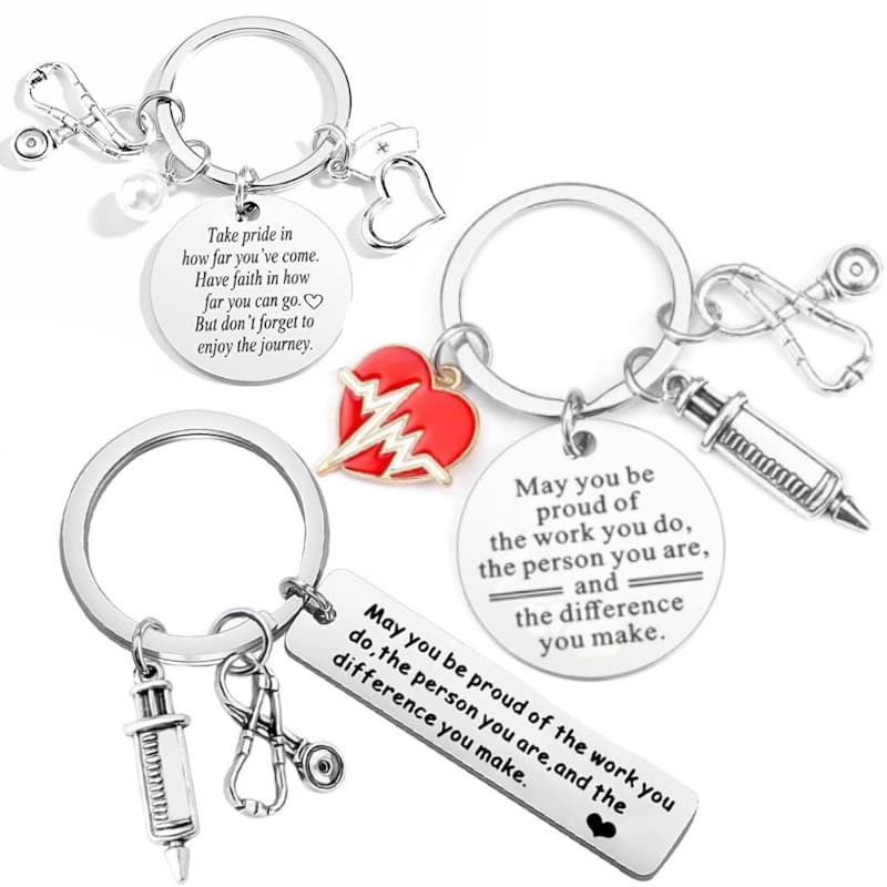 Amazon Hot Selling Cross-Border Nurse Stainless Steel Keychain Nurse Week Care Graduation Nurse Small Gift Practitioner