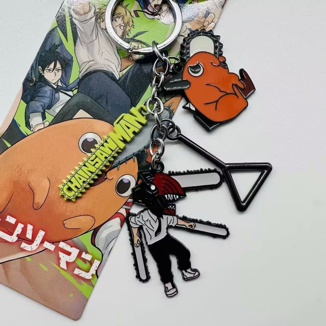 Metal Keychain Logo Cartoon Anime Merch One Piece Naruto Harry Potter Four Charms Keychain Accessory