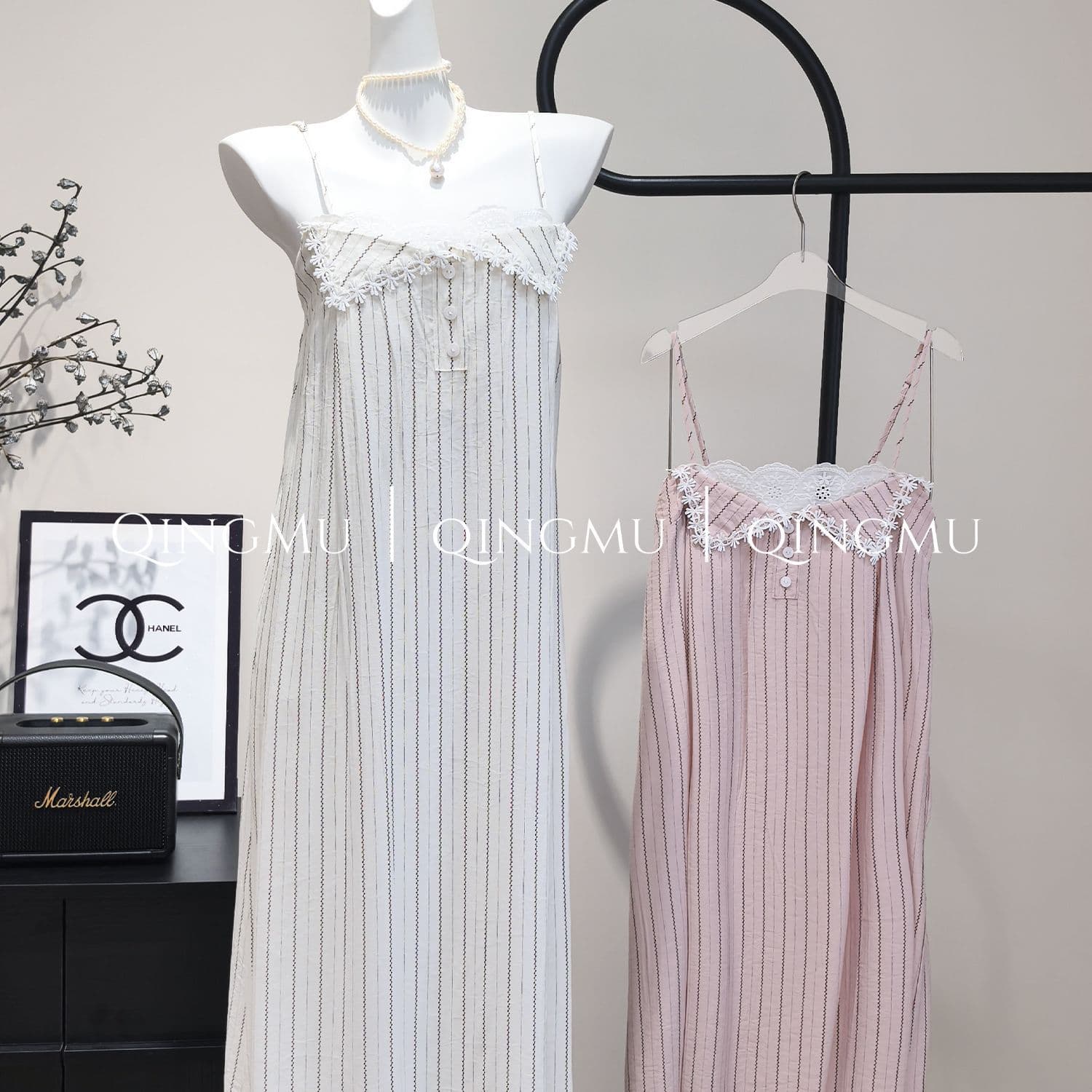 Korean Summer Cotton Pajamas Sweet Girly Camisole Nightgown Soft Comfortable Long Homewear Sleepwear Summer