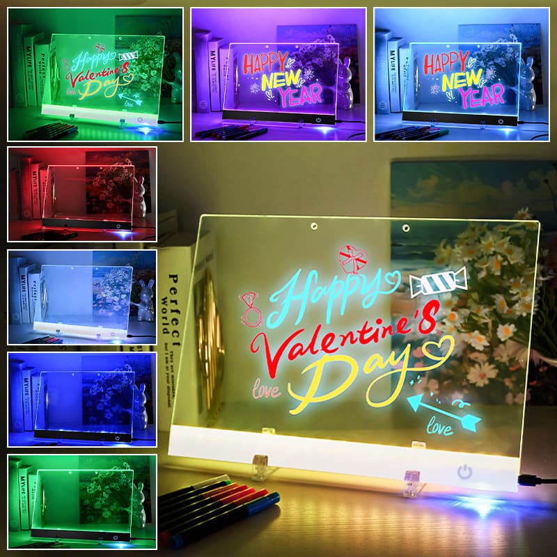 Cross-border LED Glowing Fluorescent Board Stall Advertising Board Acrylic Writing Board Erasable DIY Doodle Night Light