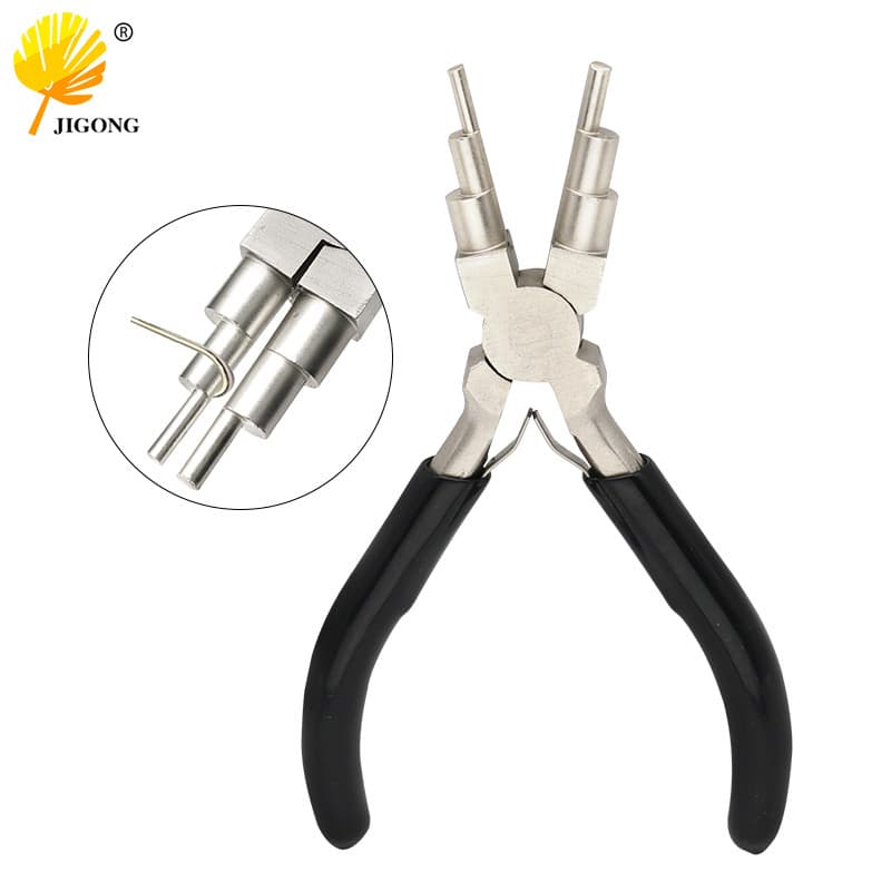 6-inch 6-Step Jewelry Pliers, Stepped C-Ring Open Ring Round Coil Round Nose Pliers for DIY Jewelry Setting