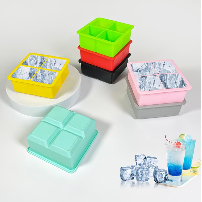 Food-grade 4-hole silicone ice tray mold, DIY ice maker with easy-release design