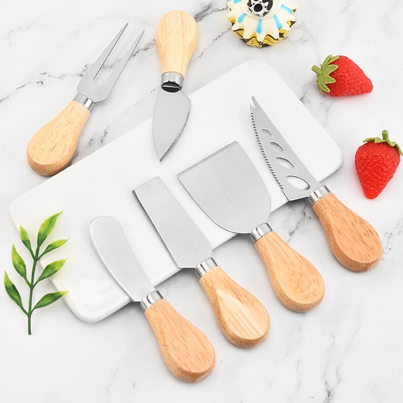 Cheese Knife Set with Wooden Handle Stainless Steel Cheese Knife Butter Knife Pizza Cutter Cheese Knife