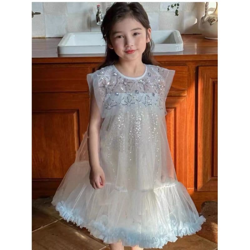 2025 Summer New Arrival Sequin Dress for Girls Premium Birthday Gown Children's Heavy-Duty Princess Dress