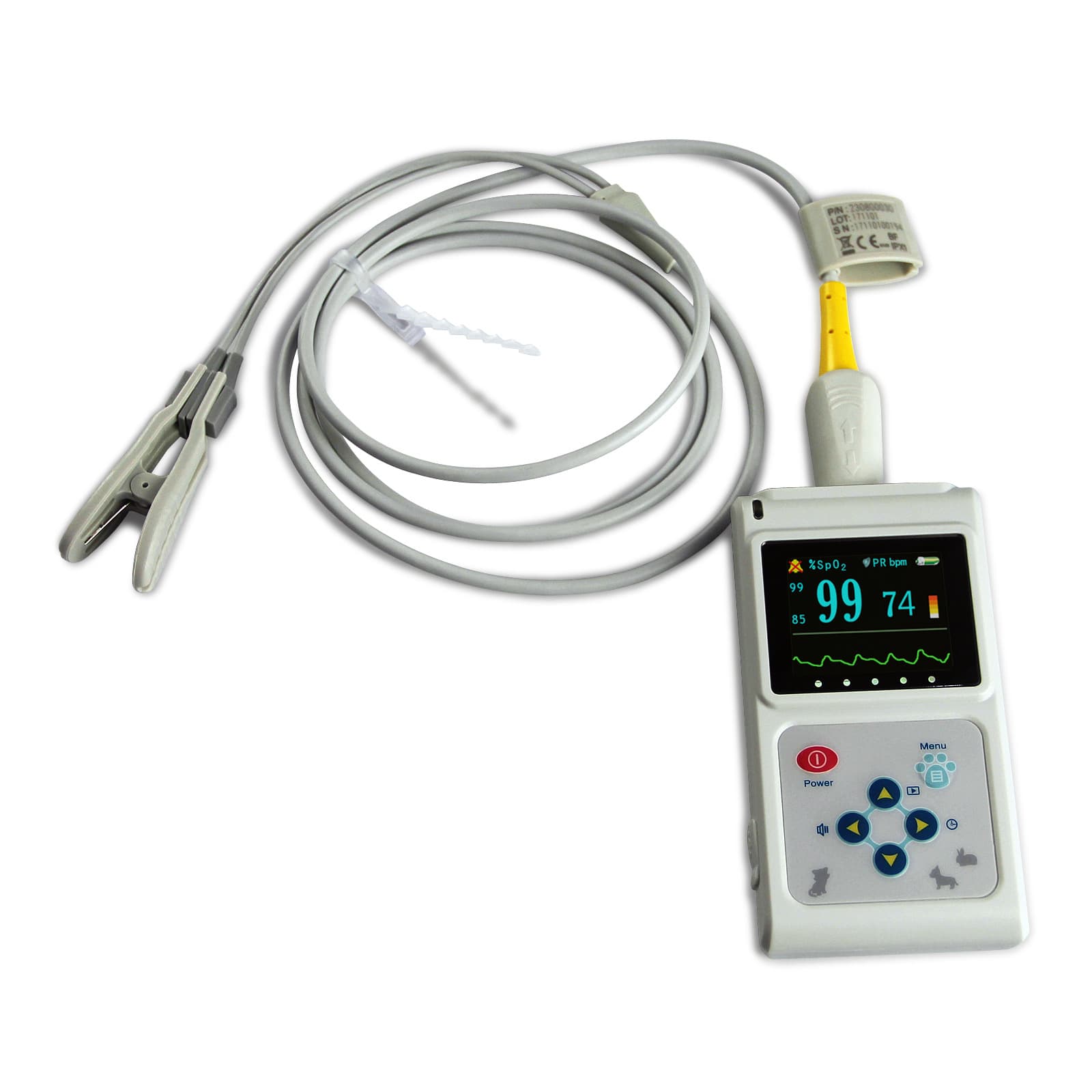 Kontai Veterinary Animal Oxygen Saturation Monitor for Pets, Cat and Dog Heart Rate Pulse Oximeter with Oxygen Clip