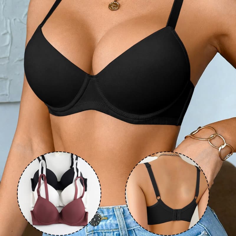 3-Color Cross-Border EU/US Sizes [Smooth, Underwire Push-Up] Lifting, Seamless Amazon Bestselling Solid Color Bra