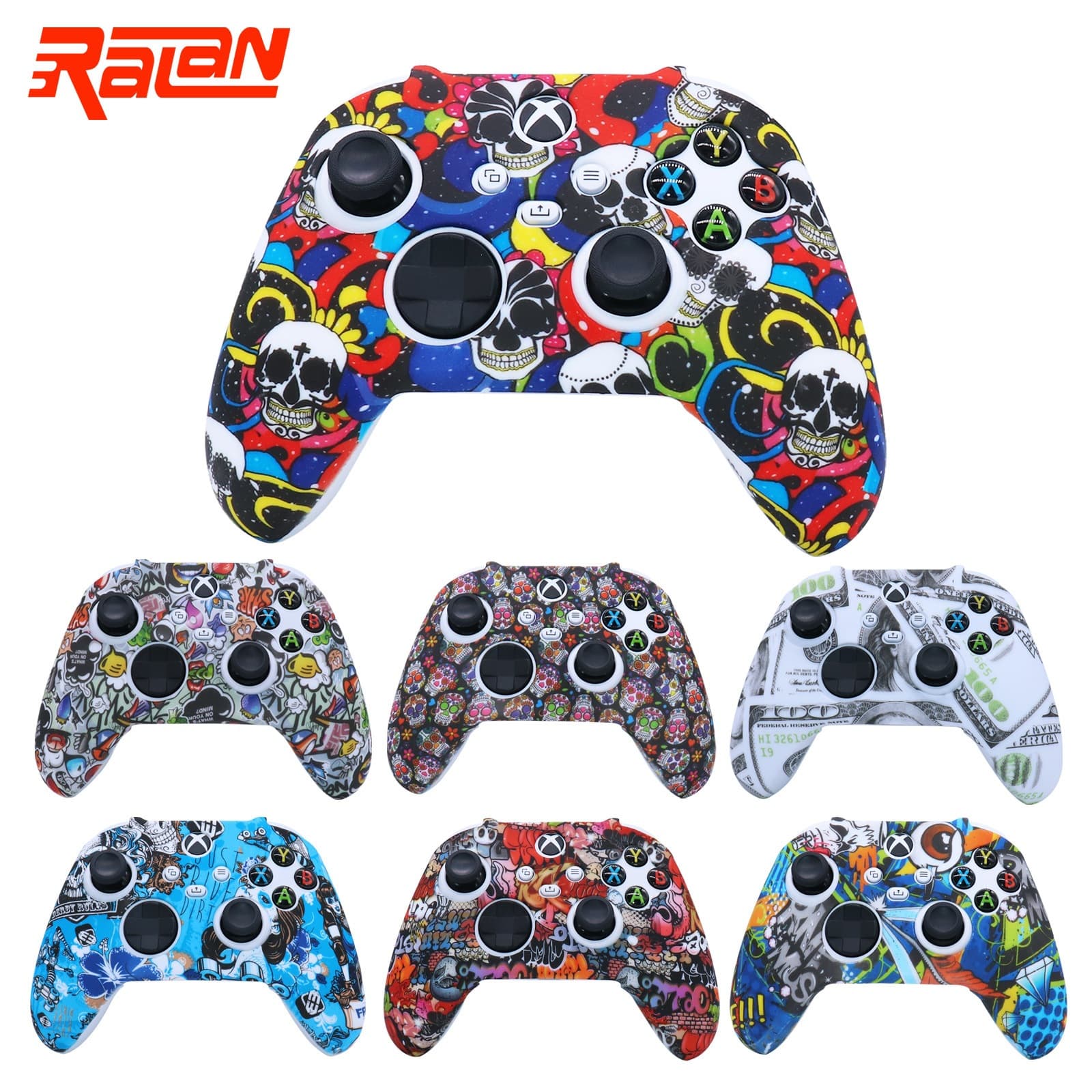 Xbx Series S/X handle cover camouflage silicone protective cover XSX game handle leaf oil watermark soft rubber cover