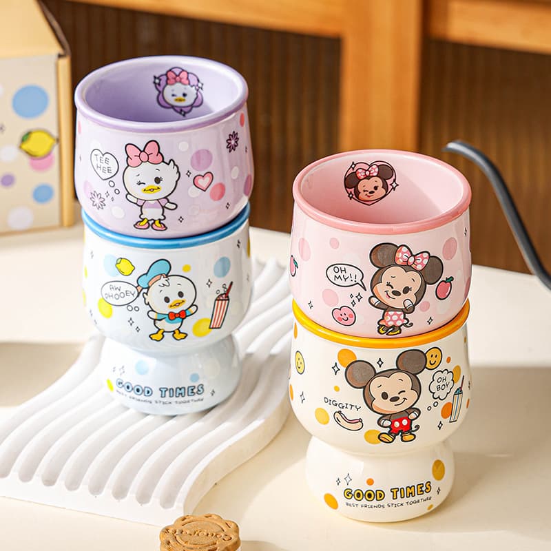Polka Dot Mickey Joy Cup Hand-Held Cup for Children Cartoon Household Mug Milk Ceramic Cup Disney Cup