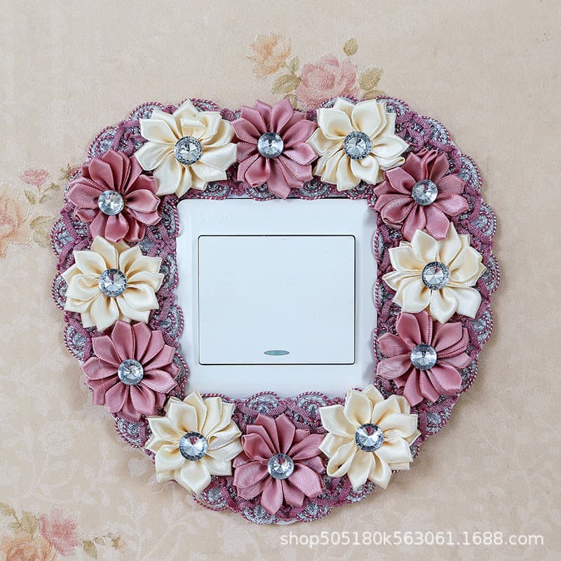 Switch Cover Fabric Lace Switch Sticker Wall Sticker Socket Dustproof Protective Cover Home Wedding Light Switch Cover European Style