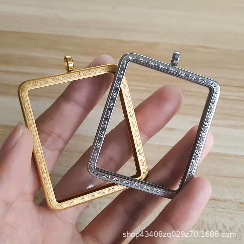 Senshe Double-sided Gau Box Copper Thangka Box Double-sided Titanium Steel Gau Box Protective Amulet Pendant Frame