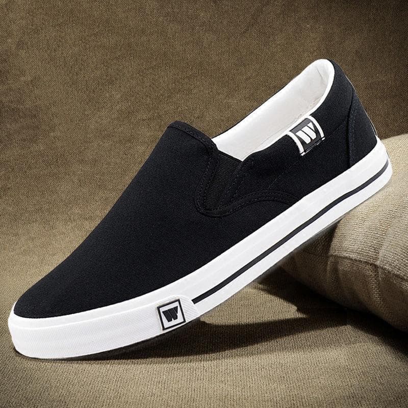 Slip-On Men's Canvas Shoes, Loafer Shoes Spring Black Slip-On Shoes, Old Beijing Cloth Shoes Casual Skate Shoes for Men