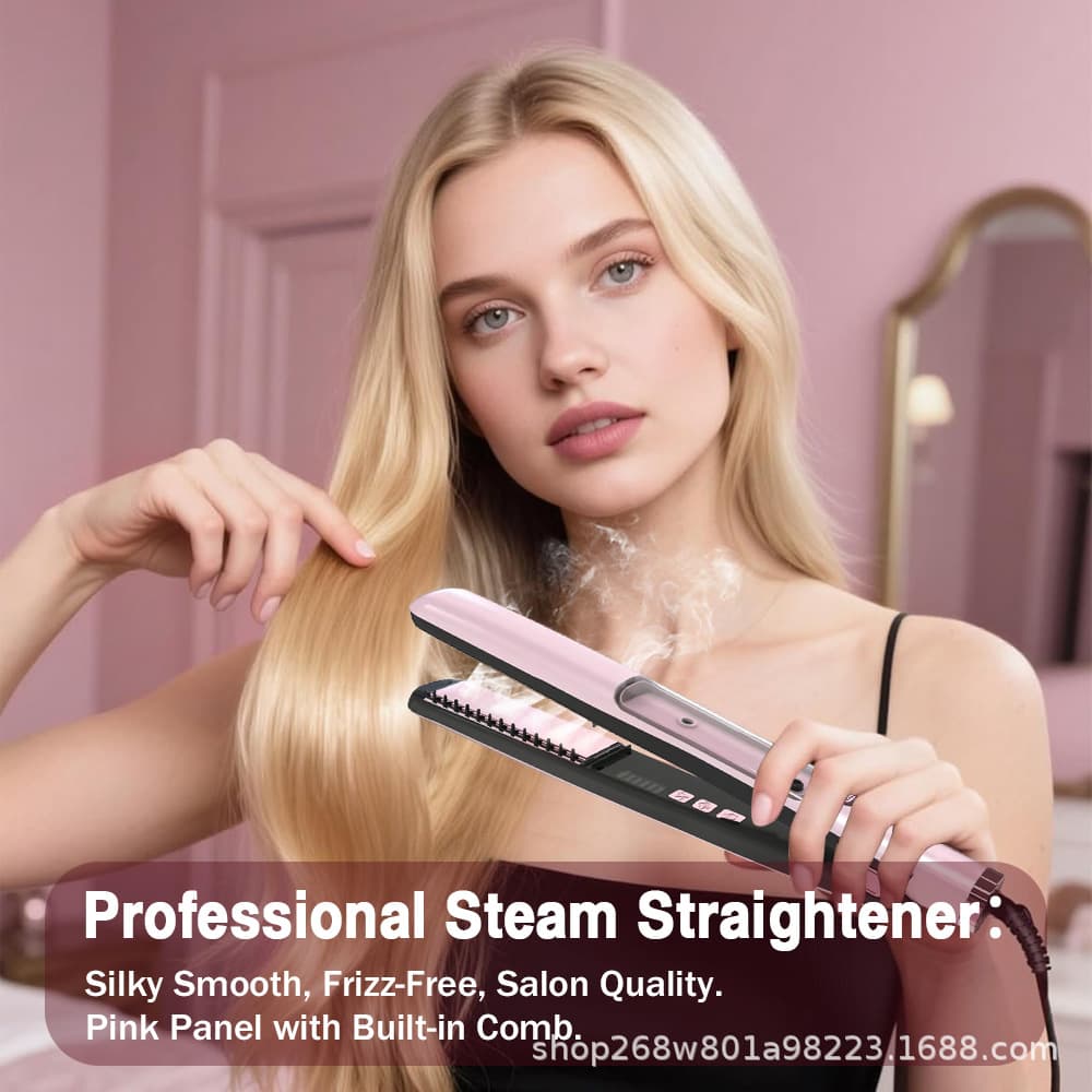 Hot Steam Hair Straightener Professional Straightening and Curling Iron Large Plate Constant Temperature Ionic Hair Straightener