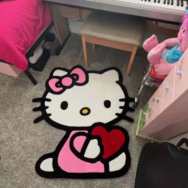 Cross-border Dropshipping Cute KT Cat Decorative Blanket Thickened Faux Cashmere Girly Room Decorative Blanket Bathroom Absorbent Mat
