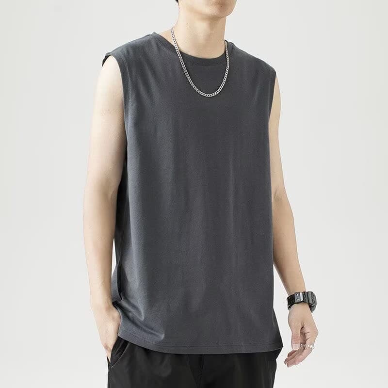 Simple Solid Color Vest Men's Summer Tight Inner Wear Sports Sleeveless Thin Underwear Base Layer White Undershirt